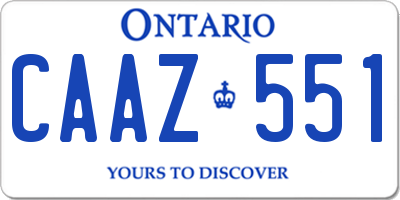 ON license plate CAAZ551