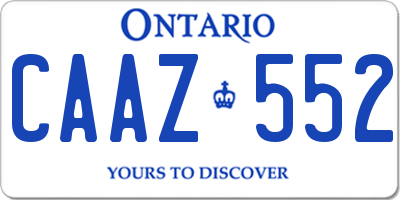 ON license plate CAAZ552