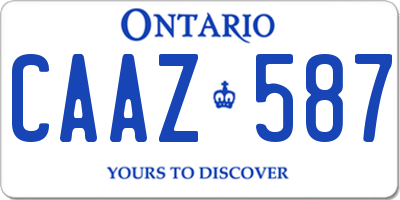 ON license plate CAAZ587