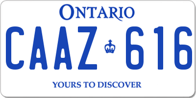 ON license plate CAAZ616