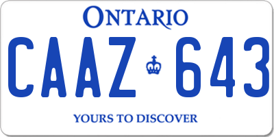 ON license plate CAAZ643