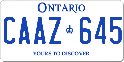 ON license plate CAAZ645