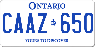 ON license plate CAAZ650