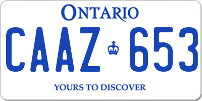 ON license plate CAAZ653