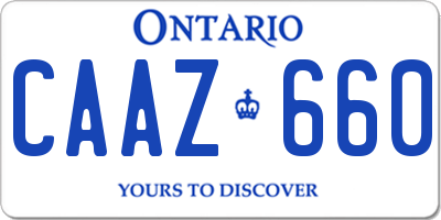 ON license plate CAAZ660