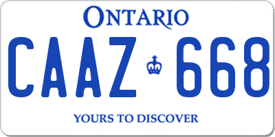 ON license plate CAAZ668