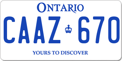 ON license plate CAAZ670