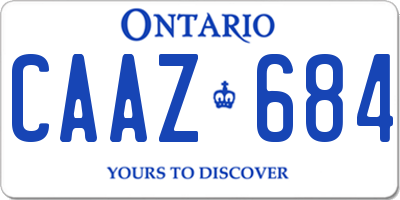 ON license plate CAAZ684