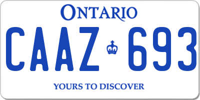 ON license plate CAAZ693