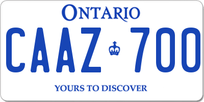 ON license plate CAAZ700