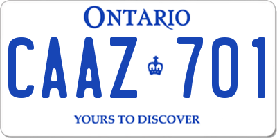 ON license plate CAAZ701