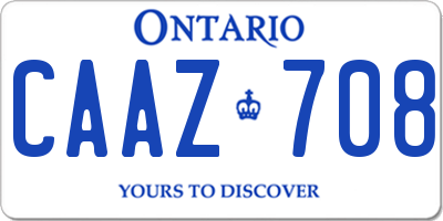 ON license plate CAAZ708