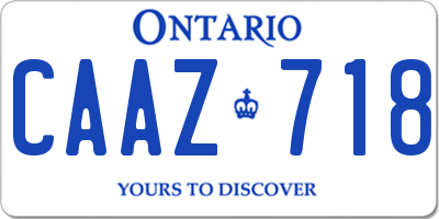 ON license plate CAAZ718