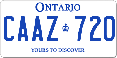 ON license plate CAAZ720