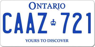 ON license plate CAAZ721