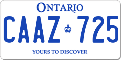 ON license plate CAAZ725