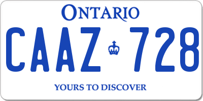 ON license plate CAAZ728