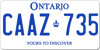 ON license plate CAAZ735