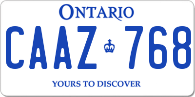 ON license plate CAAZ768