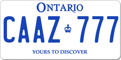 ON license plate CAAZ777