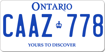 ON license plate CAAZ778