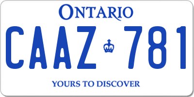 ON license plate CAAZ781