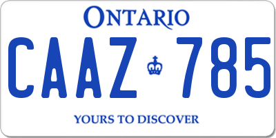 ON license plate CAAZ785