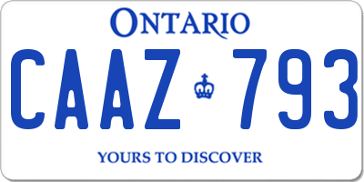 ON license plate CAAZ793