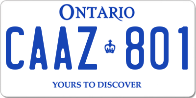 ON license plate CAAZ801