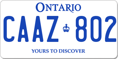 ON license plate CAAZ802