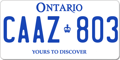 ON license plate CAAZ803