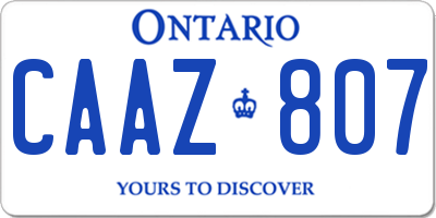 ON license plate CAAZ807