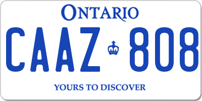 ON license plate CAAZ808