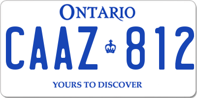 ON license plate CAAZ812