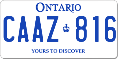 ON license plate CAAZ816