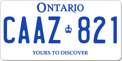 ON license plate CAAZ821