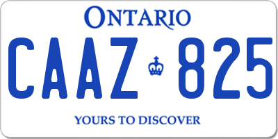 ON license plate CAAZ825