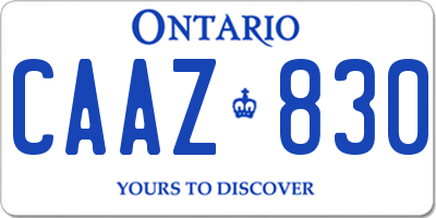 ON license plate CAAZ830