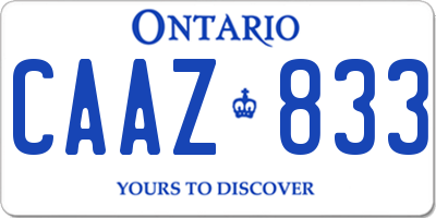 ON license plate CAAZ833