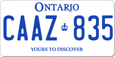 ON license plate CAAZ835