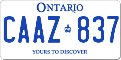 ON license plate CAAZ837