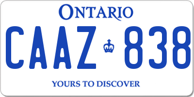 ON license plate CAAZ838