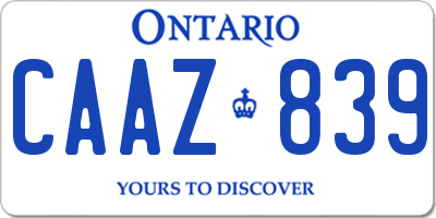 ON license plate CAAZ839