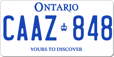 ON license plate CAAZ848