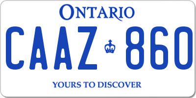 ON license plate CAAZ860