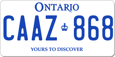 ON license plate CAAZ868