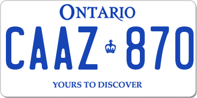 ON license plate CAAZ870