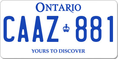 ON license plate CAAZ881