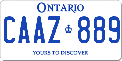 ON license plate CAAZ889