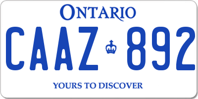 ON license plate CAAZ892